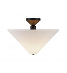 SF497016MBWL-Bridgette 16-in Matte Black/White Linen Socket Semi-Flush Mount