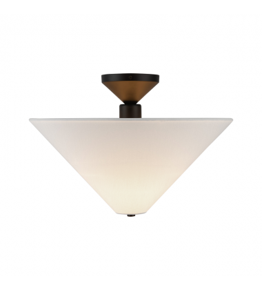 SF497016MBWL-Bridgette 16-in Matte Black/White Linen Socket Semi-Flush Mount SF497016MBWL-Bridgette 16-in Matte Black/White Linen Socket Semi-Flush Mount