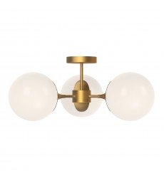  SF505326AGOP-Nouveau 26-in Aged Gold/Opal Matte Glass 3 Lights Semi Flush Mount