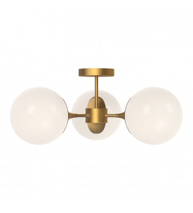  SF505326AGOP-Nouveau 26-in Aged Gold/Opal Matte Glass 3 Lights Semi Flush Mount