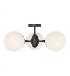  SF505326MBOP-Nouveau 26-in Matte Black/Opal Matte Glass 3 Lights Semi Flush Mount