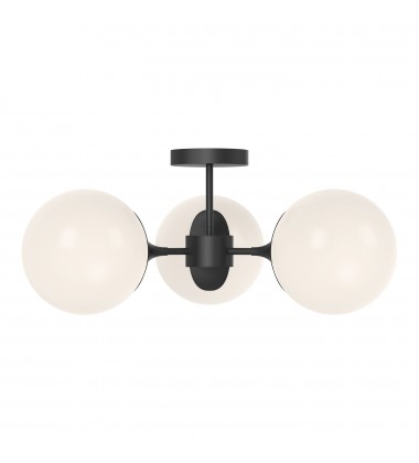  SF505326MBOP-Nouveau 26-in Matte Black/Opal Matte Glass 3 Lights Semi Flush Mount