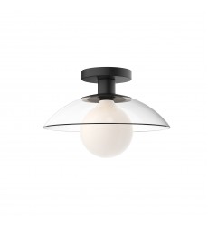  SF517112MBCL-Francesca 12-in Clear Glass/Matte Black 1 Light Semi Flush Mount