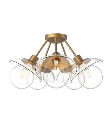  SF517220AGCL-Francesca 20-in Aged Gold/Clear Glass 5 Lights Semi Flush Mount