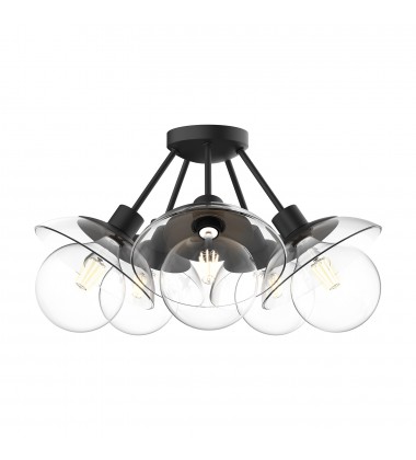  SF517220MBCL-Francesca 20-in Clear Glass/Matte Black 5 Lights Semi Flush Mount
