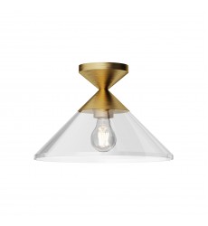  SF521012BGCL-Mauer 12-in Brushed Gold/Clear Glass 1 Light Semi Flush Mount