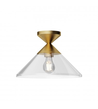  SF521012BGCL-Mauer 12-in Brushed Gold/Clear Glass 1 Light Semi Flush Mount