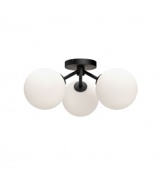  SF549315MBOP-Cassia 17-in Matte Black/Opal Matte Glass 3 Lights Semi Flush Mount