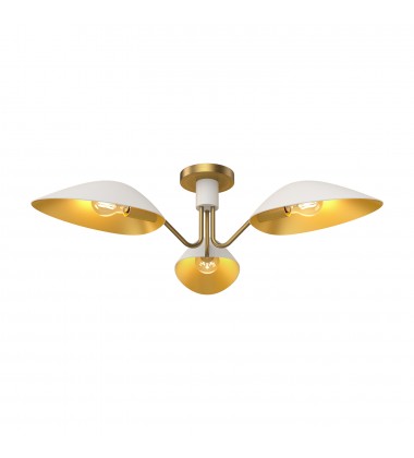  SF550332WHAG-Oscar 32-in Aged Gold/White 3 Lights Semi Flush Mount