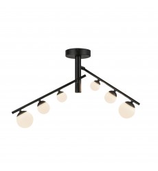  SF55525-BK/OP-Juniper 2 Head Black/Opal Glass LED Semi-Flush