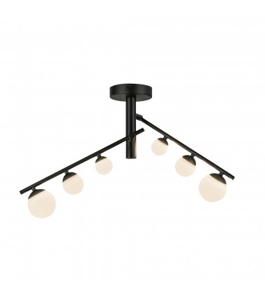  SF55525-BK/OP-Juniper 2 Head Black/Opal Glass LED Semi-Flush