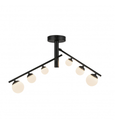 SF55525-BK/OP-UNV-Juniper 2 Head Black/Opal Glass LED Semi-Flush