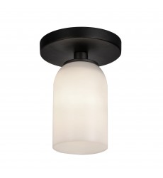  SF57704-BK/GO-Nola 4-in Black/Glossy Opal Glass 1 Light Semi-Flush