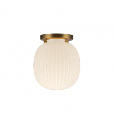 SF579107BGGR-Cherise 7-in Brushed Gold/Glossy Ribbed Opal Glass Socket Semi-Flush Mount