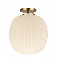 SF579112BGGR-Cherise 12-in Brushed Gold/Glossy Ribbed Opal Glass Socket Semi-Flush Mount