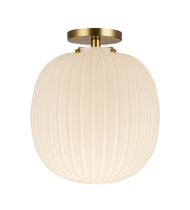 SF579112BGGR-Cherise 12-in Brushed Gold/Glossy Ribbed Opal Glass Socket Semi-Flush Mount SF579112BGGR-Cherise 12-in Brushed Gold/Glossy Ribbed Opal Glass Socket Semi-Flush Mount
