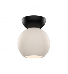  SF59706-BK/OP-Arcadia 6-in Black/Opal Glass 1 Light Semi Flush Mount