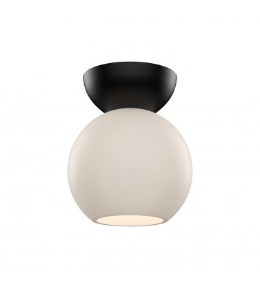  SF59706-BK/OP-Arcadia 6-in Black/Opal Glass 1 Light Semi Flush Mount
