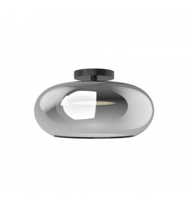  SF62014-BK/CH-Trinity 14-in Black/Chrome LED Semi Flush Mount