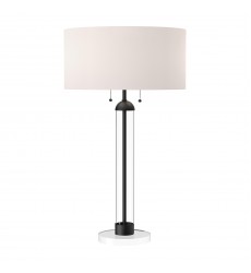  TL567218MBWL-Sasha 18-in Matte Black/White Linen 2 Lights Table Lamp