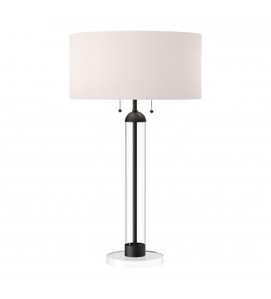  TL567218MBWL-Sasha 18-in Matte Black/White Linen 2 Lights Table Lamp