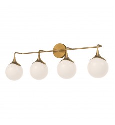  VL505136AGOP-Nouveau 35-in Aged Gold/Opal Matte Glass 4 Lights Vanity