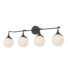  VL505136MBOP-Nouveau 35-in Matte Black/Opal Matte Glass 4 Lights Vanity