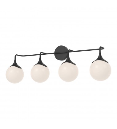  VL505136MBOP-Nouveau 35-in Matte Black/Opal Matte Glass 4 Lights Vanity