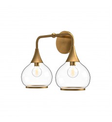  VL524217AGCL-Hazel 17-in Aged Gold/Clear Glass 2 Lights Vanity