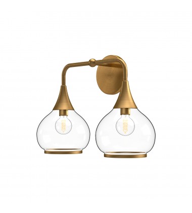  VL524217AGCL-Hazel 17-in Aged Gold/Clear Glass 2 Lights Vanity