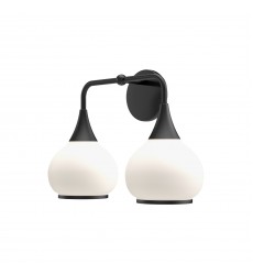  VL524217MBOP-Hazel 17-in Matte Black/Opal Matte Glass 2 Lights Vanity