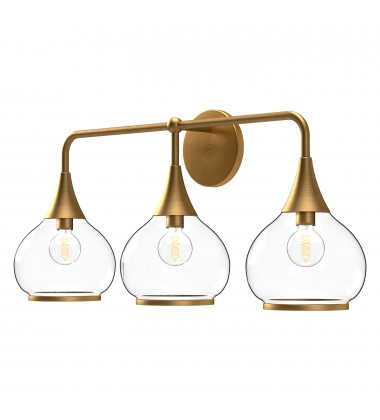 VL524326AGCL-Hazel 26-in Aged Gold/Clear Glass 3 Lights Vanity VL524326AGCL-Hazel 26-in Aged Gold/Clear Glass 3 Lights Vanity