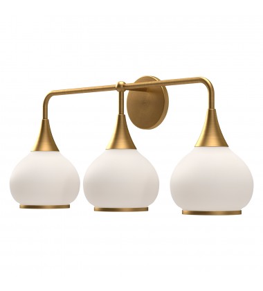  VL524326AGOP-Hazel 26-in Aged Gold/Opal Matte Glass 3 Lights Vanity