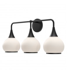  VL524326MBOP-Hazel 26-in Matte Black/Opal Matte Glass 3 Lights Vanity