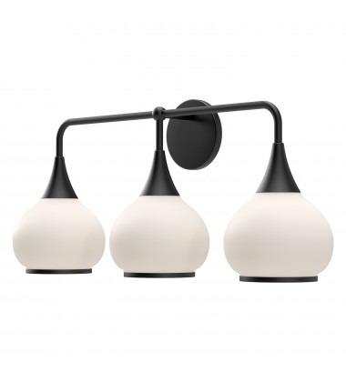 VL524326MBOP-Hazel 26-in Matte Black/Opal Matte Glass 3 Lights Vanity