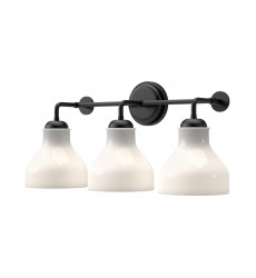  VL540322MBGO-Westlake 22-in Glossy Opal Glass/Matte Black 3 Lights Vanity