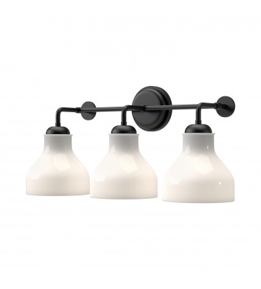  VL540322MBGO-Westlake 22-in Glossy Opal Glass/Matte Black 3 Lights Vanity