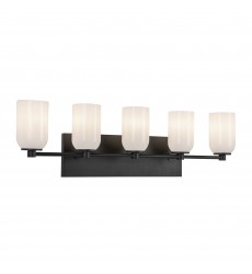  VL57732-BK/GO-Nola 32-in Black/Glossy Opal Glass 5 Lights Vanity
