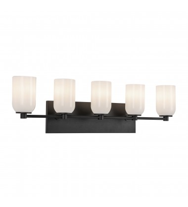  VL57732-BK/GO-Nola 32-in Black/Glossy Opal Glass 5 Lights Vanity