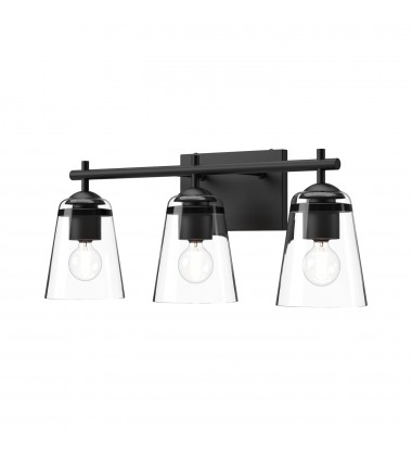 VL638221MBCL-Addison 22-in Clear Glass/Matte Black 3 Lights Vanity VL638221MBCL-Addison 22-in Clear Glass/Matte Black 3 Lights Vanity