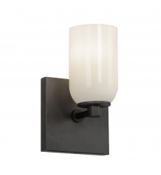  WS57704-BK/GO-Nola 4-in Black/Glossy Opal Glass 1 Light Wall Sconce