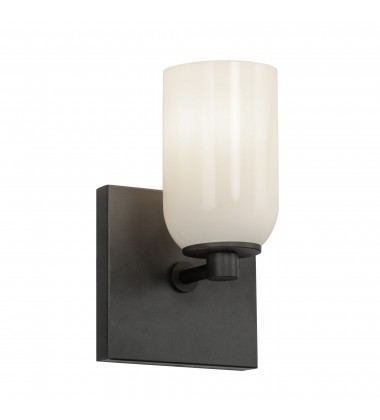  WS57704-BK/GO-Nola 4-in Black/Glossy Opal Glass 1 Light Wall Sconce