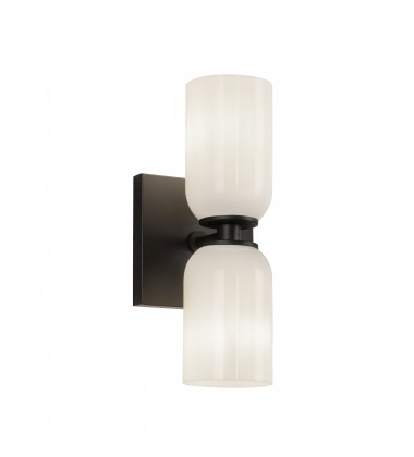  WS57712-BK/GO-Nola 12-in Black/Glossy Opal Glass 2 Lights Wall Sconce