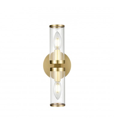  WV309002NBCG-Revolve Clear Glass/Natural Brass 2 Lights Wall/Vanity