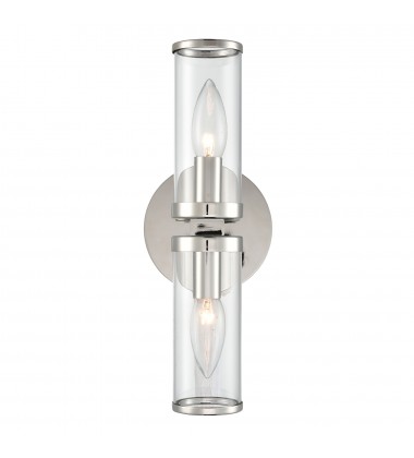  WV309002PNCG-Revolve Clear Glass/Polished Nickel 2 Lights Wall/Vanity