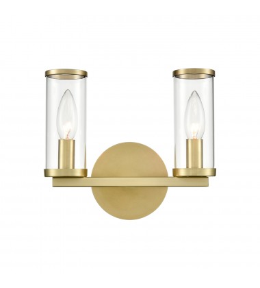  WV309022NBCG-Revolve Clear Glass/Natural Brass 2 Lights Wall/Vanity