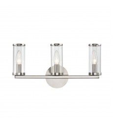  WV309033PNCG-Revolve Clear Glass/Polished Nickel 3 Lights Wall/Vanity