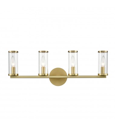  WV309044NBCG-Revolve Clear Glass/Natural Brass 4 Lights Wall/Vanity