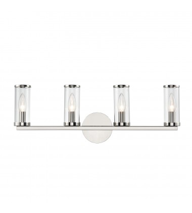  WV309044PNCG-Revolve Clear Glass/Polished Nickel 4 Lights Wall/Vanity