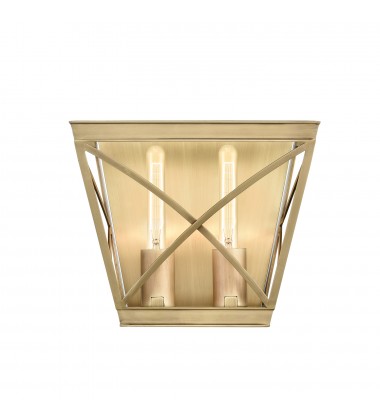  WV309602VB-Lattice Vintage Brass 2 Lights Wall/Vanity